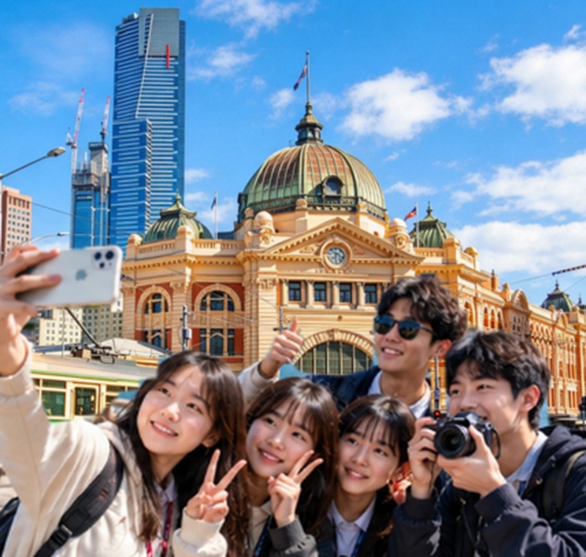 A family exploring Melbourne together